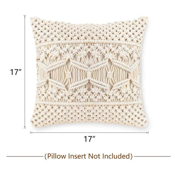 Throw Pillow Cover Macrame Cushion Case (Pillow Inserts Not Included) Set of 2 - Picture 2 of 6